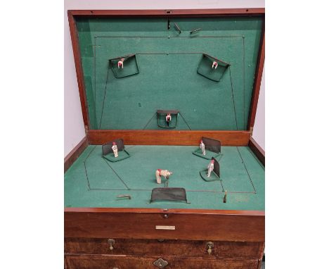 A RARE LATE 19TH/EARLY 20TH CENTURY CRICKET BAGATELLE GAME BY BURROUGHS AND WATTS, LONDON, IN ORIGINAL MAHOGANY FOLDING CASE 