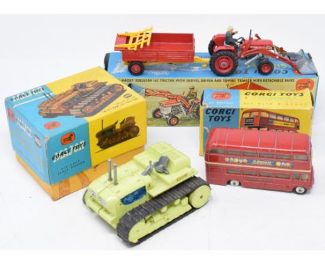 A Corgi Toys Giftset 9, comprising Massey Ferguson 165 tractor with tipping trailer, boxed (lacks one rave), a Corgi Euclid t