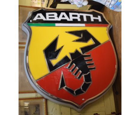 A large Abarth showroom light box sign, of cartouche  form, 175 cm high x 162 cm wideReport by RBSold as a decorative item, w