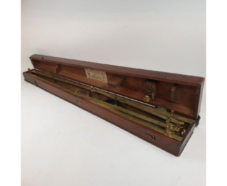 A 19th century brass pantograph, inscribed Abraham, Liverpool, in a fitted mahogany box, with a G S Wood late Abraham & Co Li