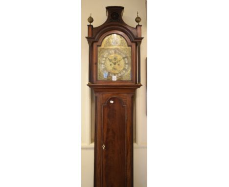 A longcase clock, the 32 cm arched square brass dial signed Jas Ritchie, Hull, the silvered chapter ring with Roman numerals,