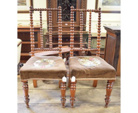 A pair of children's 19th century chairs, with bobbin turned backs (2) 