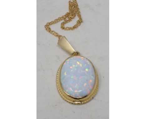 A 9ct gold and gilson opal necklace 