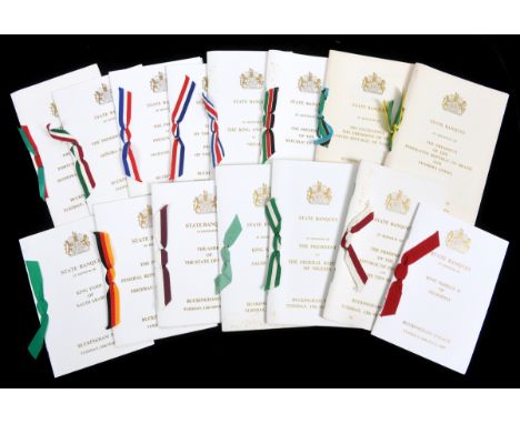 Royalty interest: A collection of Buckingham Palace State Banquet booklets, 1975-1987 (various years), and four other items  