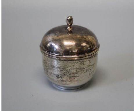 An 800 continental silver covered bowl with acorn knop finial. Gross weight approximately 206.5 grams/6.639 OzT.