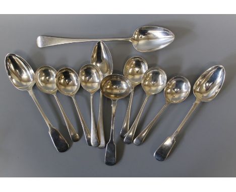 A quantity of sterling silver flatware. To include six soup spoons, marked for Edward Viner, Sheffield 1947; a large Hanoveri