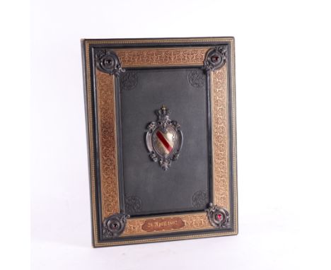 BINDING - A fine illuminated manuscript in German on two vellum leaves, with wide painted decorative borders, folio (420 x 31