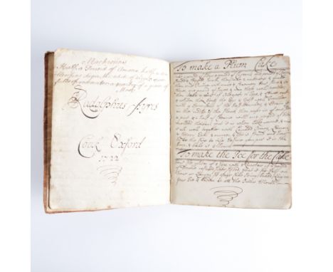 AYRES, Ralph (fl.early-mid-18th-century). A fine manuscript recipe book on paper containing 69 recipes on 38 leaves, inscribe