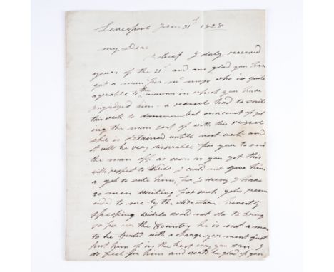 STEPHENSON, George (1781-1848). Autograph letter, signed ("Geo. Stephenson"), to his son Robert Stephenson ("My Dear"), Liver