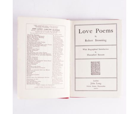 [LAWRENCE, D. H. (1885-1930)] – Robert BROWNING (1812-89). Love Poems, London, 1908, 16mo, original cloth, INSCRIBED by D. H.
