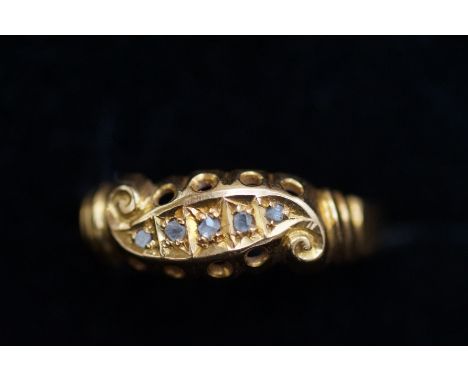 18ct Gold ring set with 5 diamonds, Chester hallmark Size J