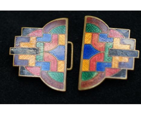 Art deco buckle, fine enamel 