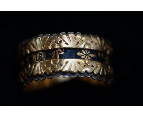 18ct Gold mourning ring 1834 Weight 7.6g Size P