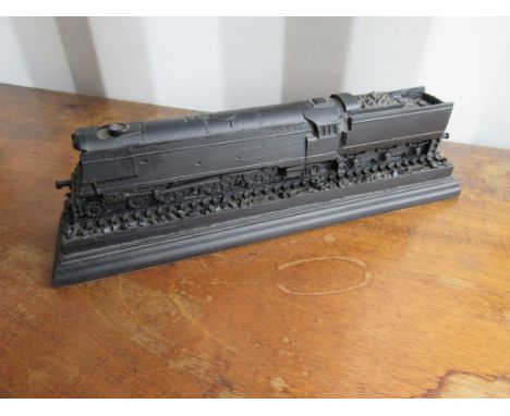A modern moulded coal model of a Steam Engine, labelled '34072-257 Squadron', length approximately 11 inches.