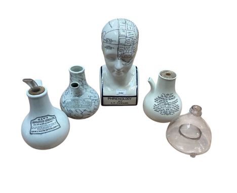 Group of medical instruments and related items, including a Victorian electric machine in mahogany case, antique inhalers, bl