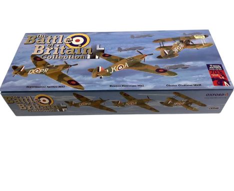 Oxford 70th Anniversary 1:72 scale diecast The Battle of Britain Collection including Supermarine Spitfire MkI, Hawker Hurric