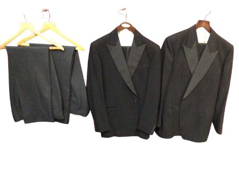 Holland &amp; Sherry Saville Row three piece black evening suit plus similar Gieves and Hawkes evening suit, both with grosgr