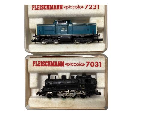 Fleischmann PiccoloDB diesels No.s 7231,7228 &amp; 7232, plus 2-6-0 locomotive No.7031 (4)