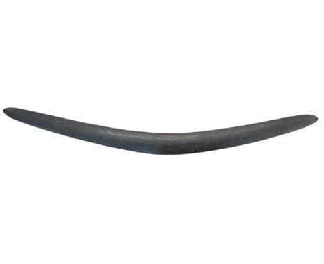 Large old Aboriginal boomerang with incised ribbing decoration to one side 96cm