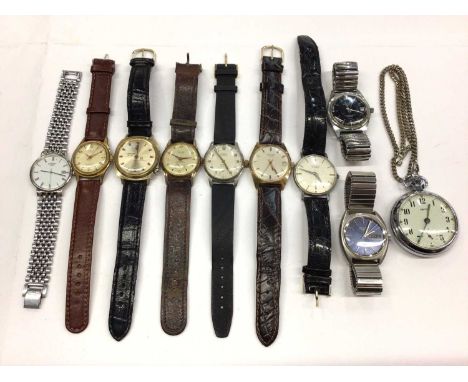 Group of vintage wristwatches including Rotary, Amida, Plaza, Oriosa, Melos, Lonstar, Swiss Emperor and a Smiths pocket watch