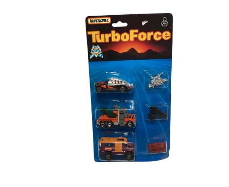 Matchbox TurboForce Motor Barons Back Stabber (x2), Tow Nailer &amp; Stick-Up Pickup, plus Roadblasters Street Eater, all on 