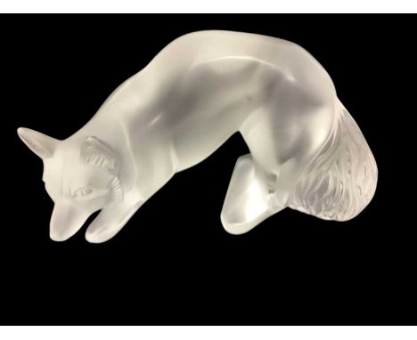 Lalique model of a fox, signed Lalique, France, 12cm wide, boxedVery good condition with no chips or cracks. Stands perfectly