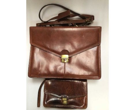 Gianni Conti leather briefcase plus a leather document holder and a Bridge gentlemen bag