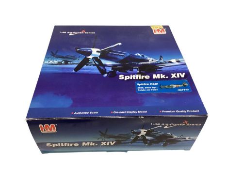 Hobbymaster Air Power Series diecast model 1:48 scale Spitfire Mk.XIV, boxed HA7113, FW-190, boxed HA7409 &amp; 1:72 scale P.