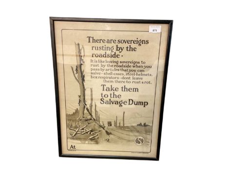 First World War British propaganda poster 'Take them to the salvage dump, there are sovereigns rusting by the roadside' print