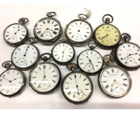 Twelve Victorian and later silver cased pocket watches including Acme Lever H. Samuel Manchester, J.W. Benson London, J.G Gra