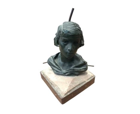 Art Deco sculpture maquette of a woman, signed A. Dawson, the bust approx 18cm high