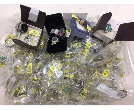 Large quantity of Gems TV silver (925) gem set dress rings, new in packets with tags (approximately 200 rings)Majority of the
