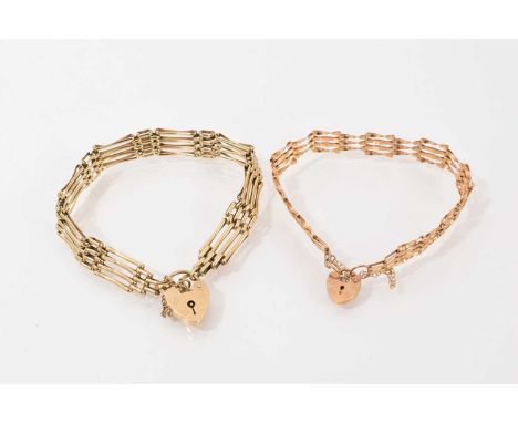 Two 9ct gold gate bracelets with padlock claspsTotal weight 17.2 grams