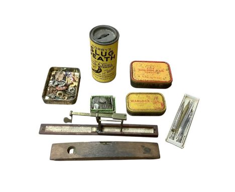 Group of sundries, including silver and other coins, enamel and military badges, silver pens, etc