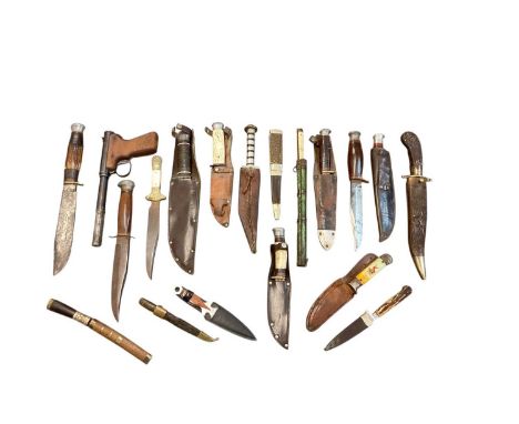 Group of assorted hunting knives and a Diana air pistol (1 box).