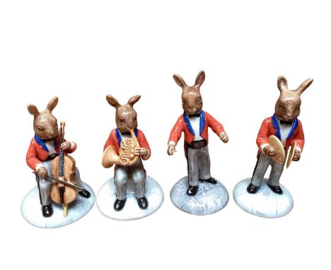 Royal Doulton limited edition Bunnykins Orchestra - The Violinist DB390, The Flute Player DB391, The Marimba Player DB392, Th