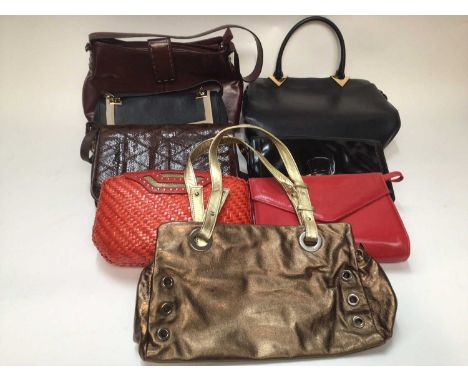 Vintage handbags including Valentino Couture, Aubrey, Jenifer Lopez, Charles Jordan, snakeskin etc. Plus a mink hat and a fau