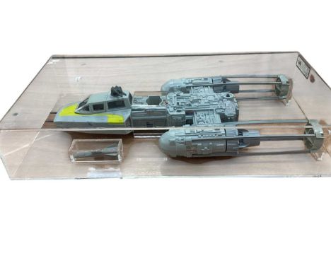 Kenner (c1983) Star Wars 3" 3/4" Scale UK Graded 80% Y Wing Fighter, with original bomb, in Acrylic display case (1)