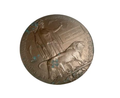 First World War Memorial (Death) plaque named to Archibald James Wilkin.