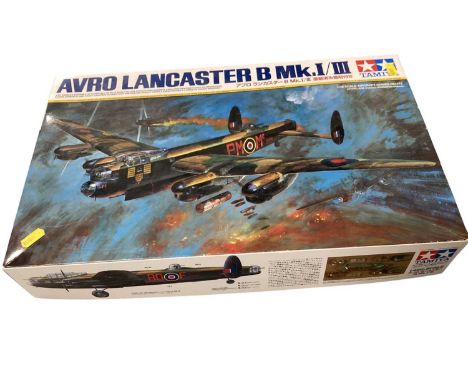 Tamiya 1:48 scale Avro Lancaster B Mk.I/II, sealed interior contents &amp; boxed No.112 &amp; Supermarine Spitfire Mk.I, seal