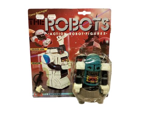 CBS Toys (c1984) Sota &amp; Cruel The Robots action robot figures with suction base, on card (Crumpled corner) with bubblepac