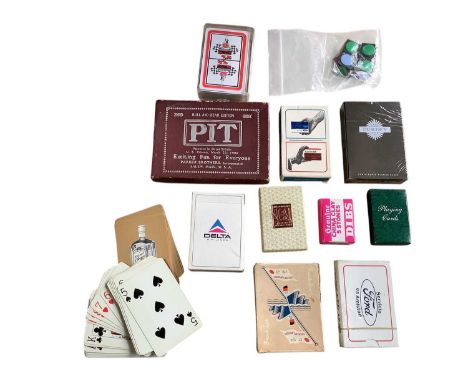 Collection of Nine Advertising sets of playing cards, including Carnegie creme d’Argent Gin, Motocraft, Autolite, Ford Mustan