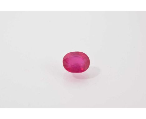 Unmounted oval mixed cut ruby, weighing approximately 6.67cts (with certificate)