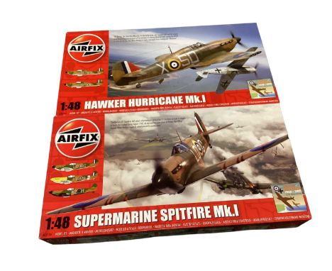 Airfix 1:48 Scale Supermarine Spitfire Mk.1 No.A05126 &amp; Hawker Hurricane Mk.1 No. A05127A , boxed (6)