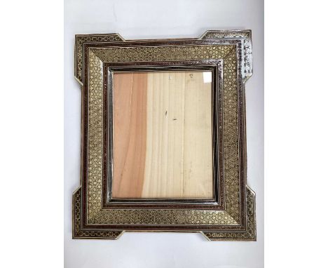 Indian inlaid easel backed frame with inlaid decoration, 46cm x 40cm