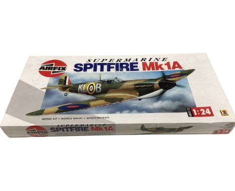 Airfix 1:24 scale Series 12 Supermarine Spitfire Mk1A model kit, boxed No.12001 &amp; 1:48 scale Supermarine Spitfire F22/24,