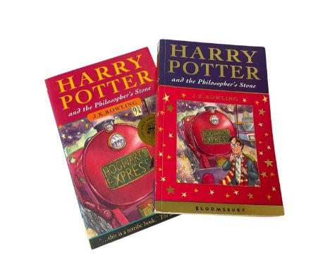 Two Harry Potter books including The Philosopher's Stone, first edition, 21st print run, paperback, with error to shopping li