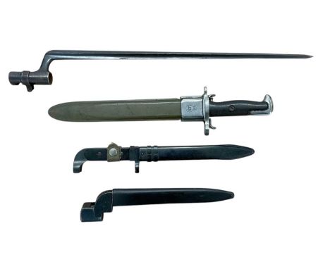 British No.9 bayonet with scabbard, American bayonet and two others (4)