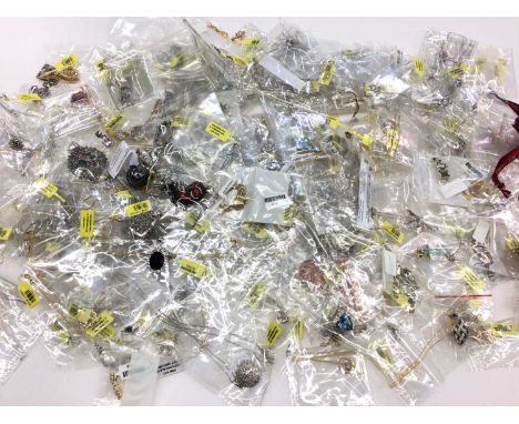 Large quantity of silver and silver gilt (925) gem set pendants and chains, mostly new in packets with tags (approximately 16