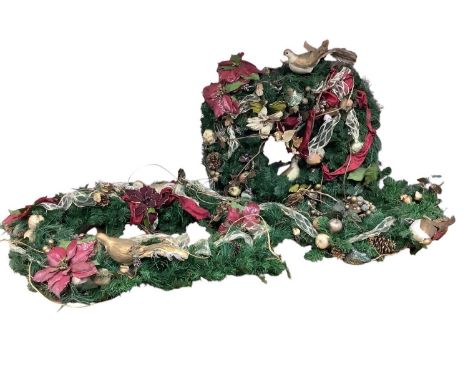 Large artificial Christmas wreath, together with a Christmas mantelpiece decoration (2)